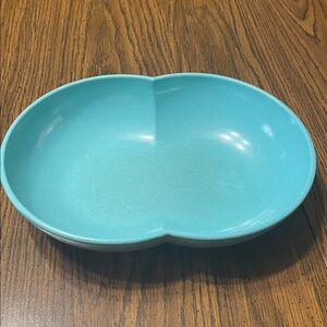Vintage Melamine Turquoise Divided Serving Bowl